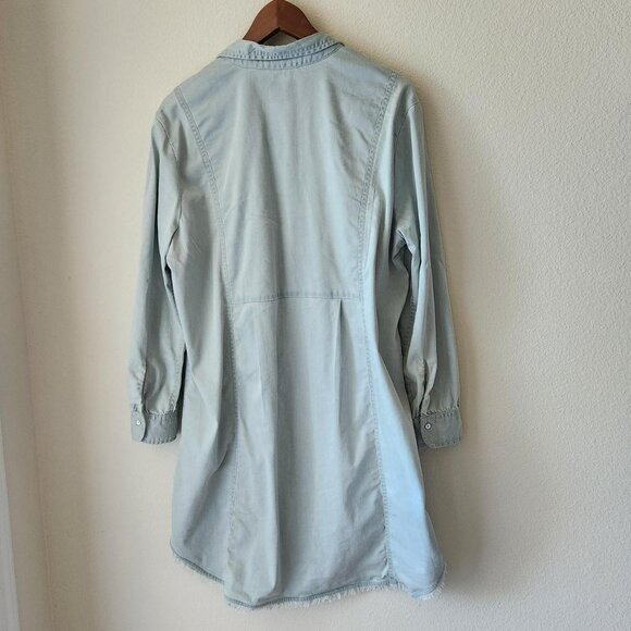 NIC+ZOE Anthropologie Denim Shirtdress Button Up Long Sleeve Light Blue Sz L - Picture 5 of 8